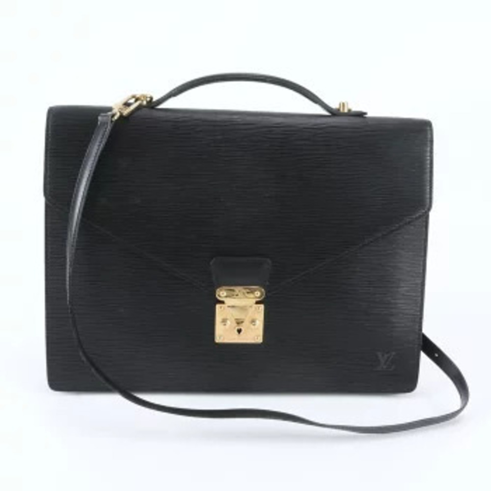 Louis Vuitton Epi Porte Documents Bandouliere Bag Crossbody Bag Leather Black